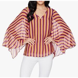 Trina Turk purple beige striped colorful flowy  top size M